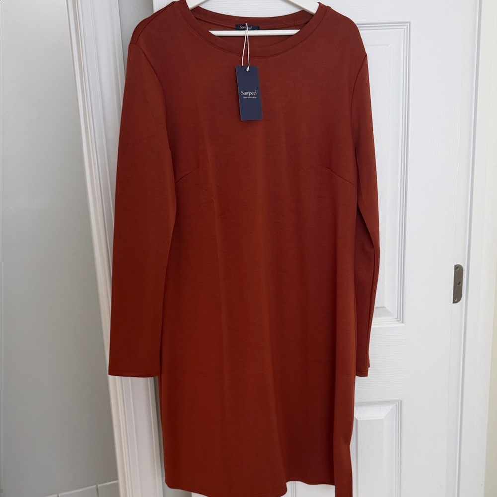 Smythe Rust Long-Sleeve Shift Dress